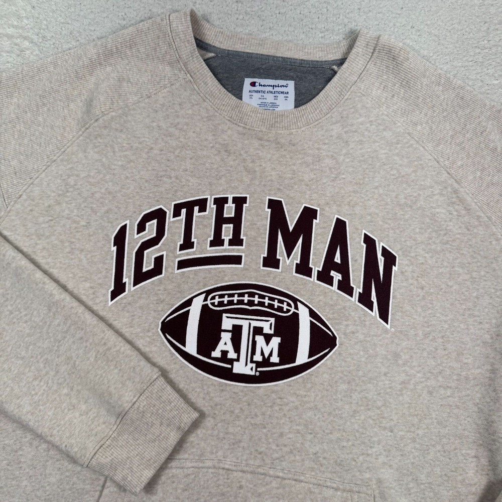 Champion Texas A&M‎ 12th Man Sweatshirt 2XL Gray NCAA Crewneck Pullover Aggies